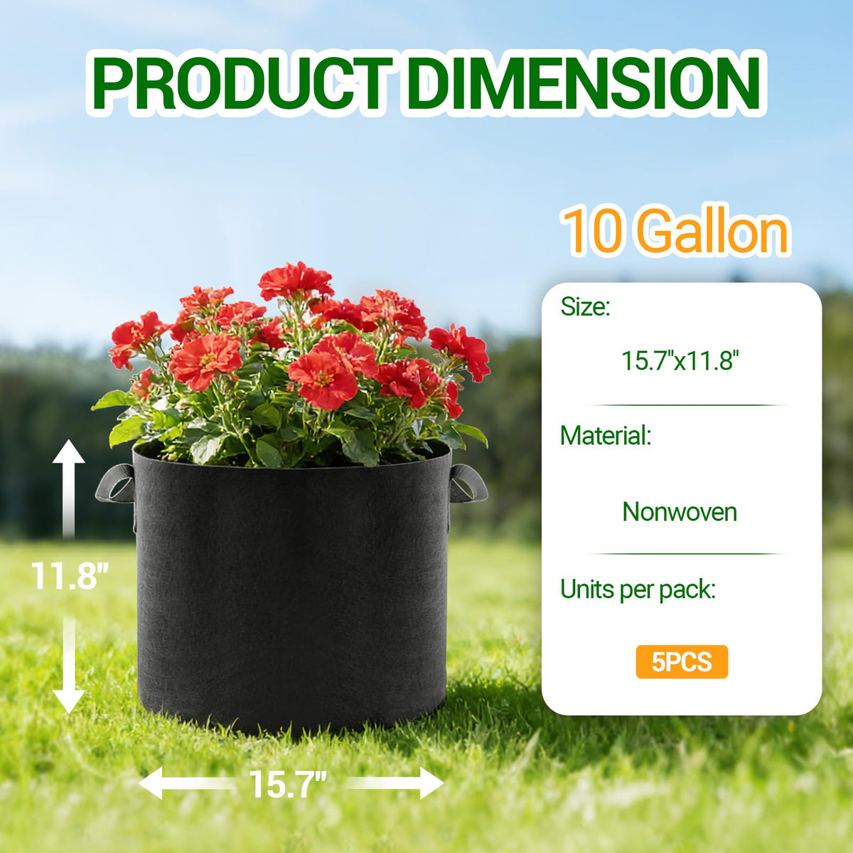 EOKOICA thickened nonwoven fabric pot for long-lasting use.
