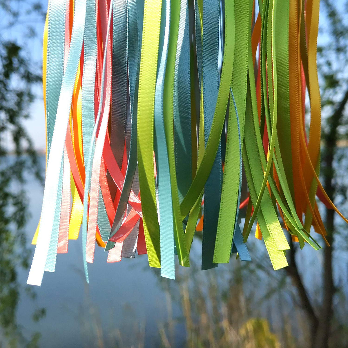 EONBES satin windsock light green provides vibrant focal point for gardens.
