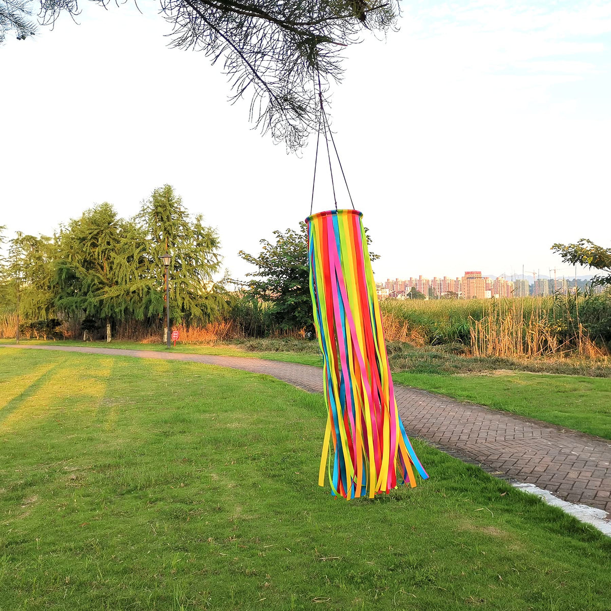 EONBES satin windsock in orange stands out on docks or porches.
