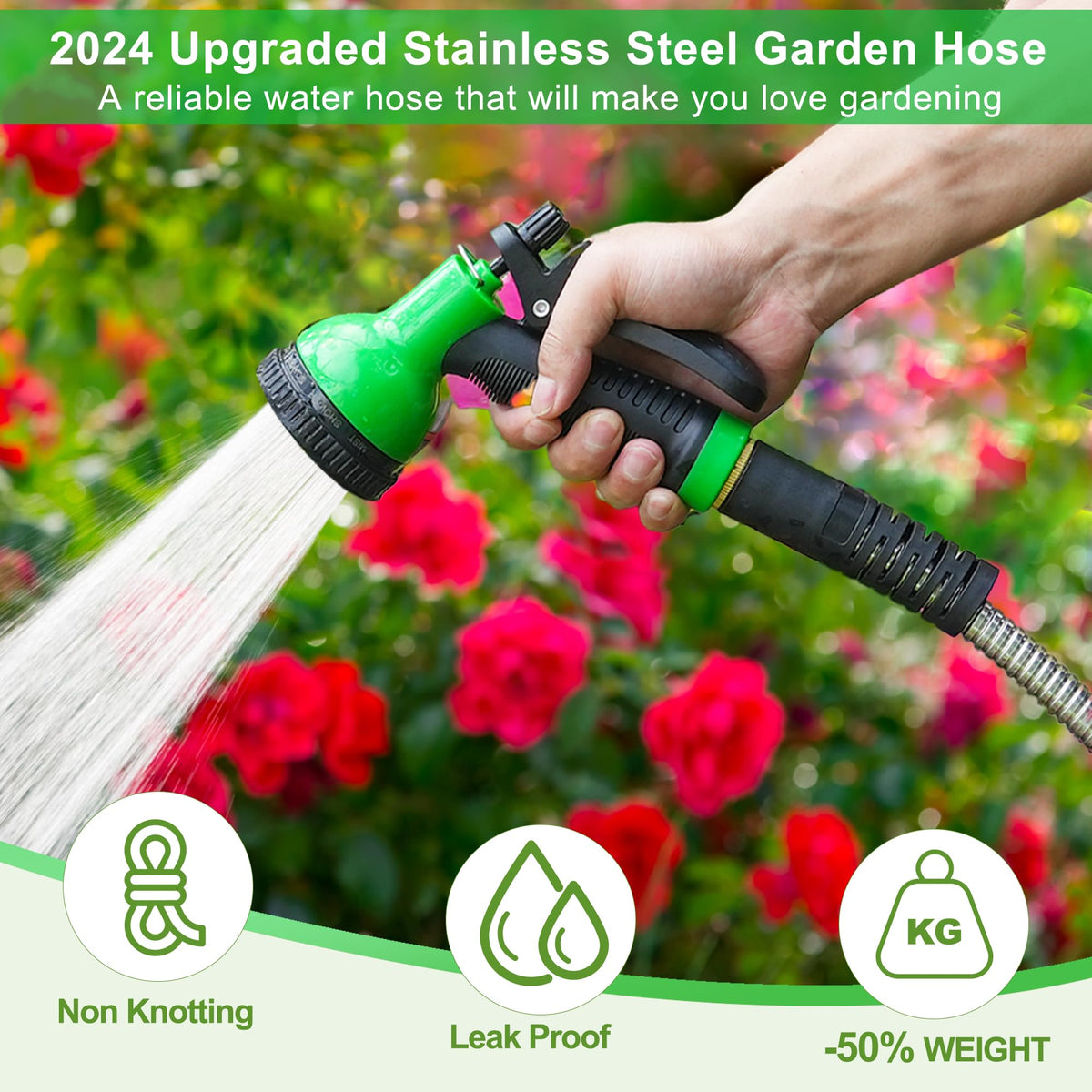 EONFAY 10-function sprayer nozzle offers versatile patterns for gardening and cleaning.
