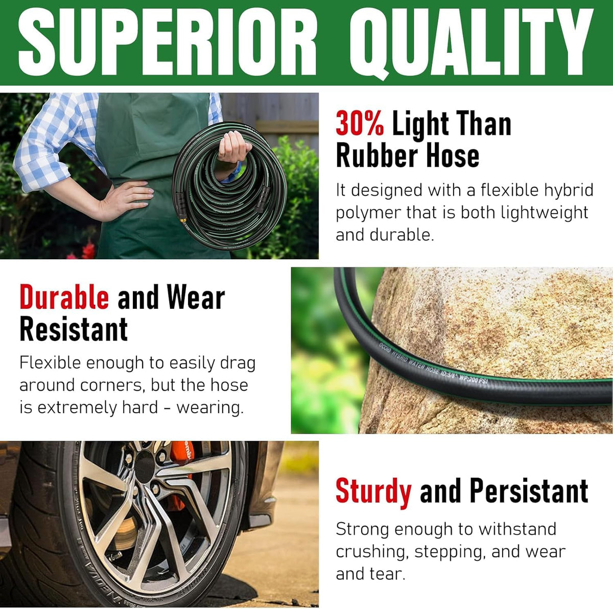 EOOIO 200psi working pressure supports residential watering needs.