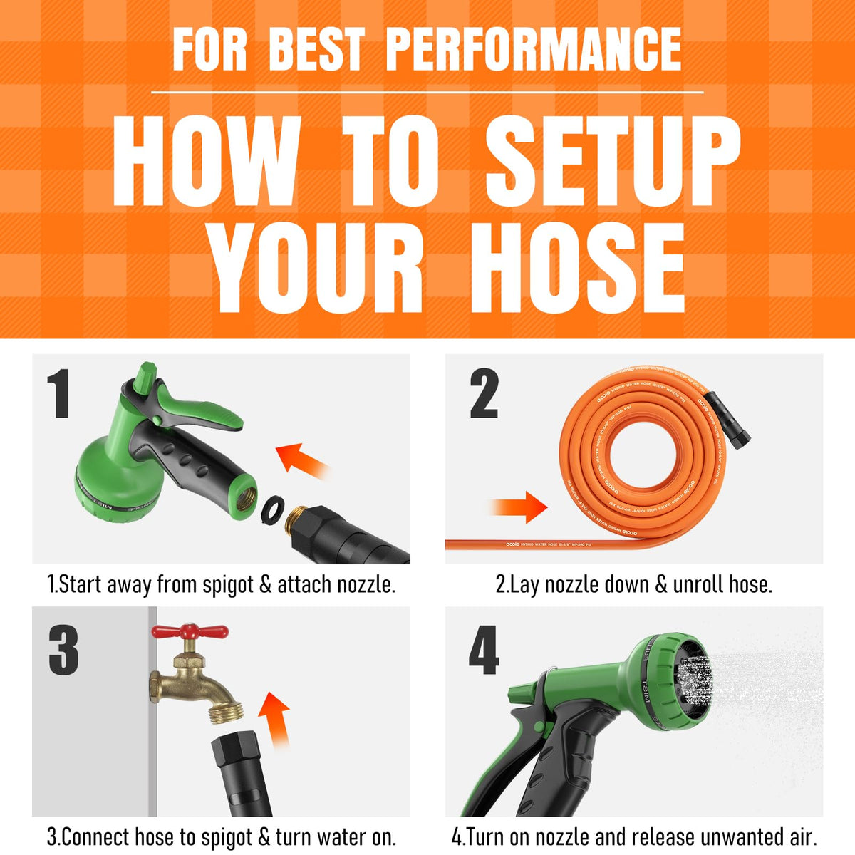 EOOIO garden hose ready for garden care and car washing tasks