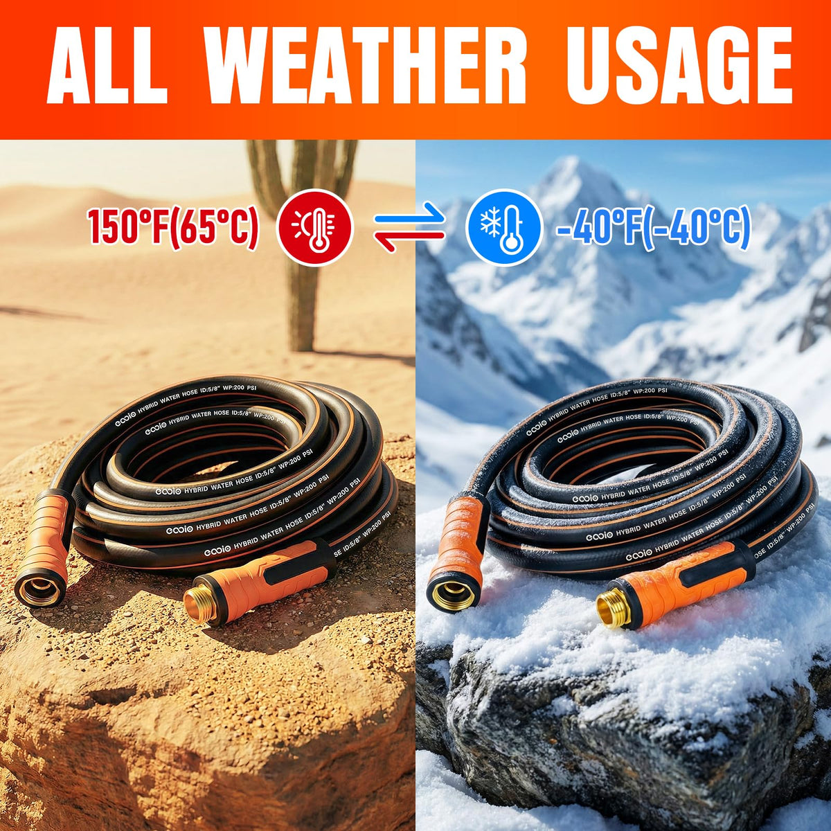 EOOIO hose with male to female connectors ready for setup