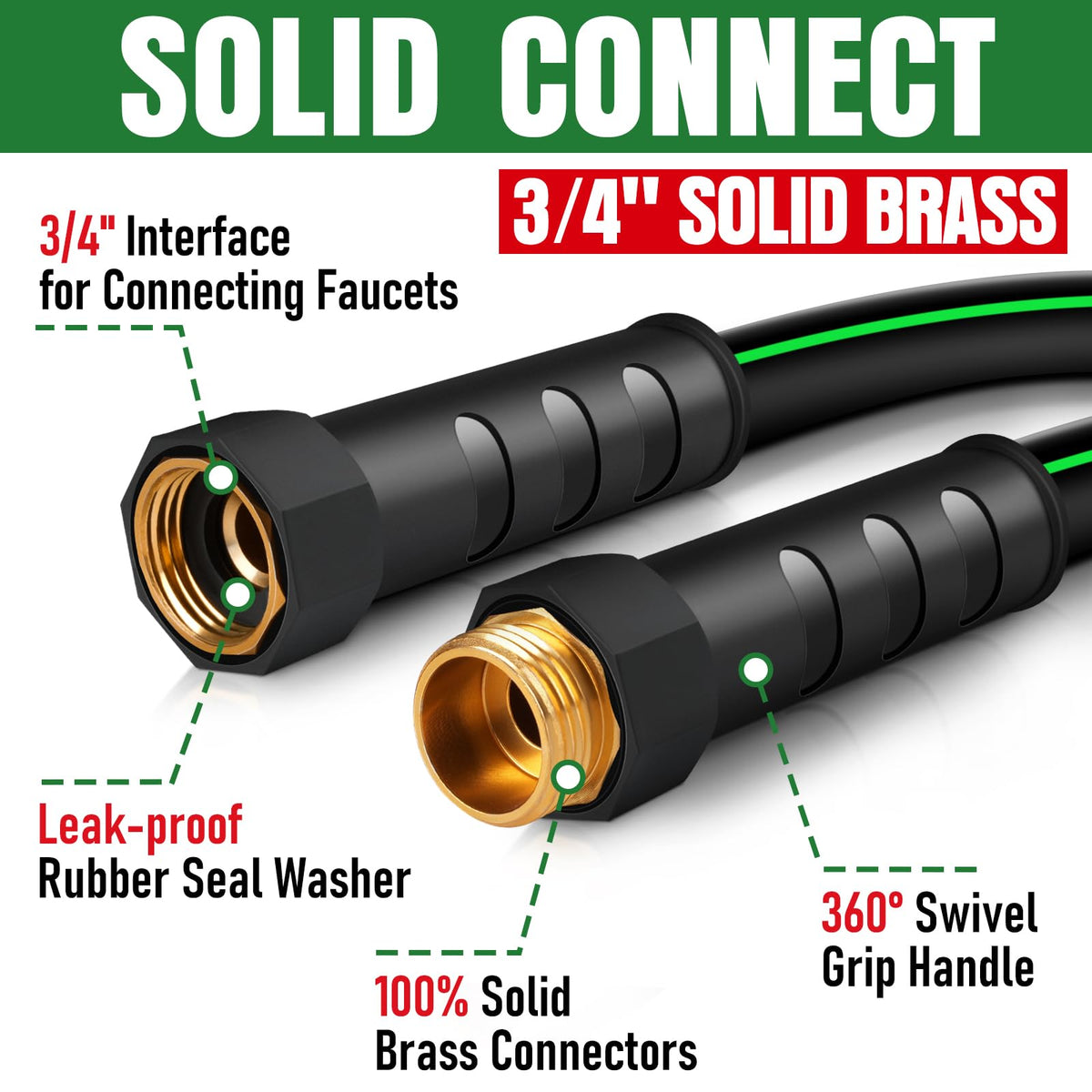 EOOIO leakproof hose with copper fittings to prevent leaks and rust