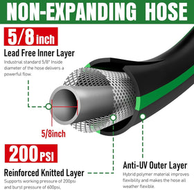 EOOIO non-expandable water hose, lightweight and portable for easy transport.