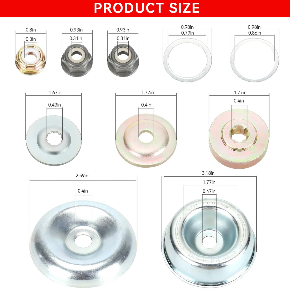 EOPOAYI complete accessory set with nuts, washers, and screws for quick setup