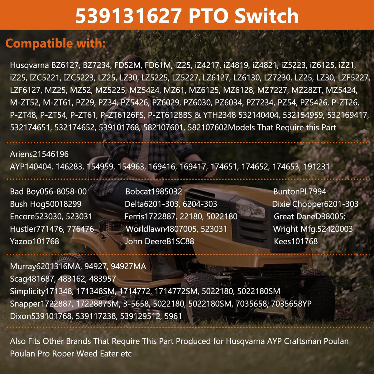 Eopzol PTO switch for Husqvarna 539101768; packaging ready for replacement.