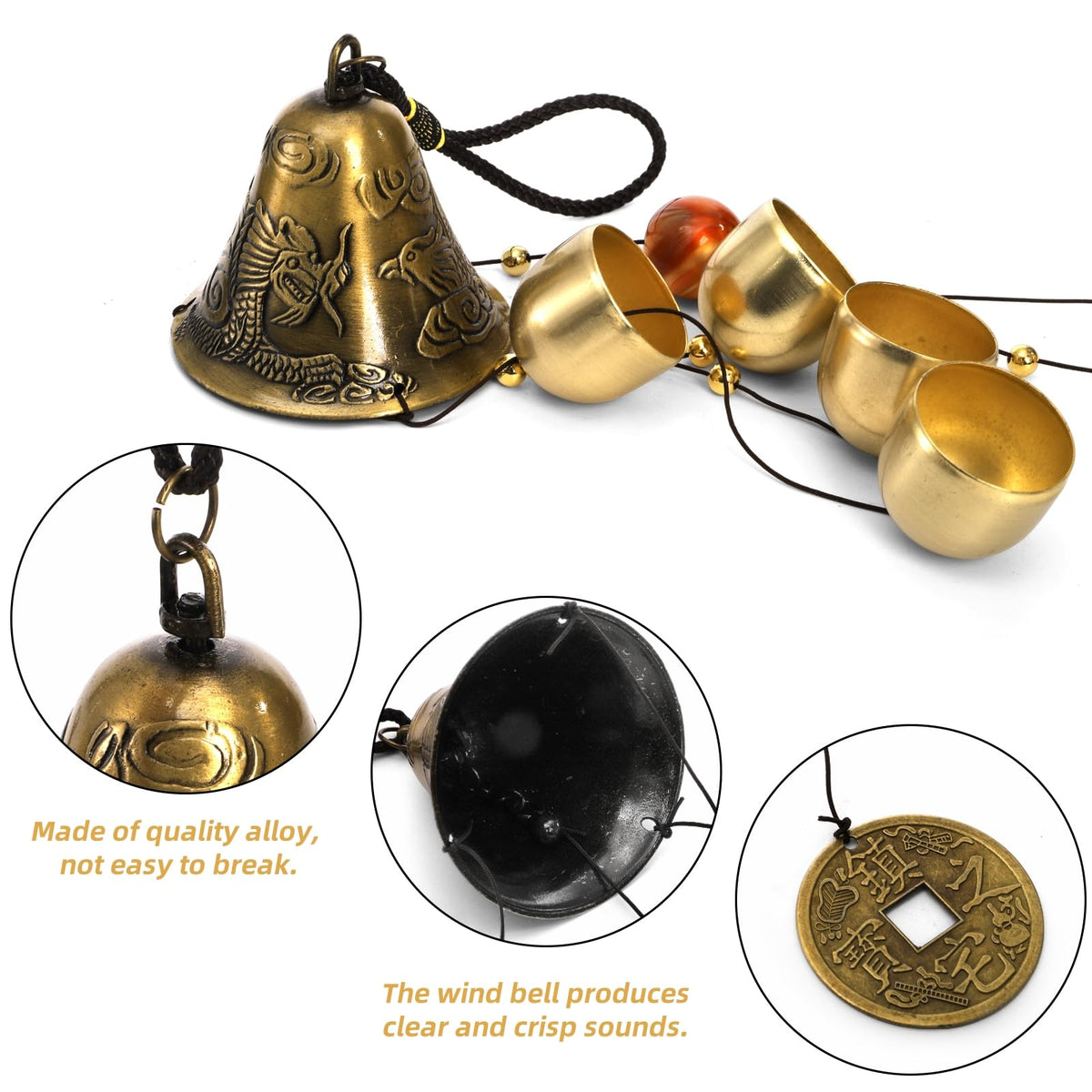 Eorbow Chinese wind bell loong pattern enriches garden symbolism