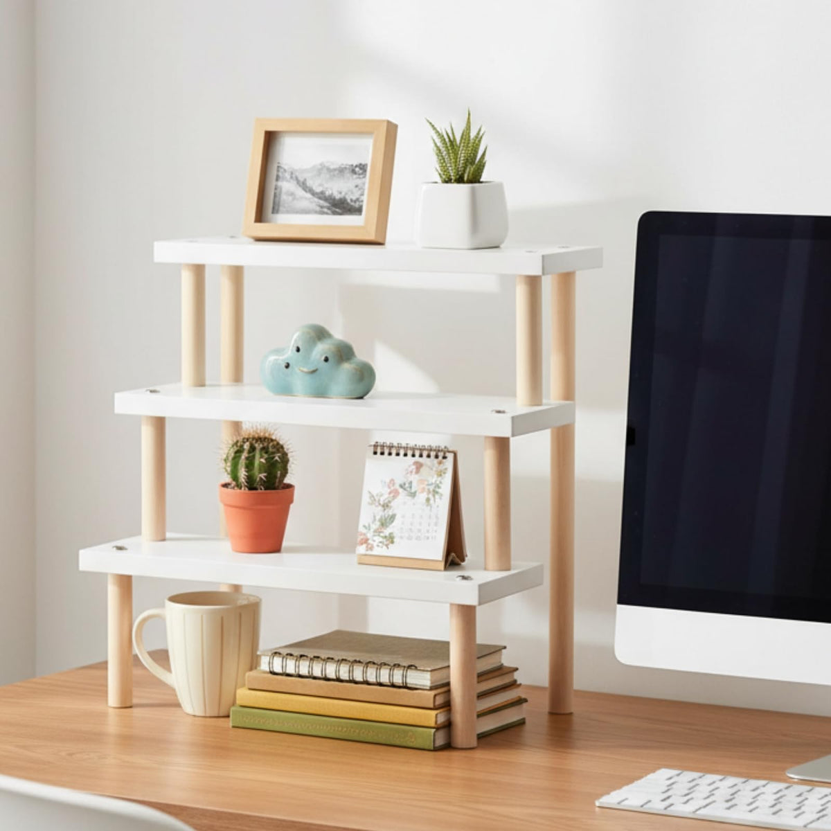 Eorbow durable pine wood stand emphasizes natural finish and longevity