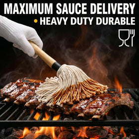 Eorbow long handle barbecue brush reaches distant grill areas