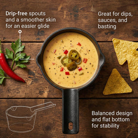 Eorbow dual no spill pouring spouts control sauce flow