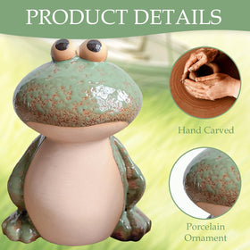 EOREA Baby frog ceramic statue cute desk or fairy garden accent