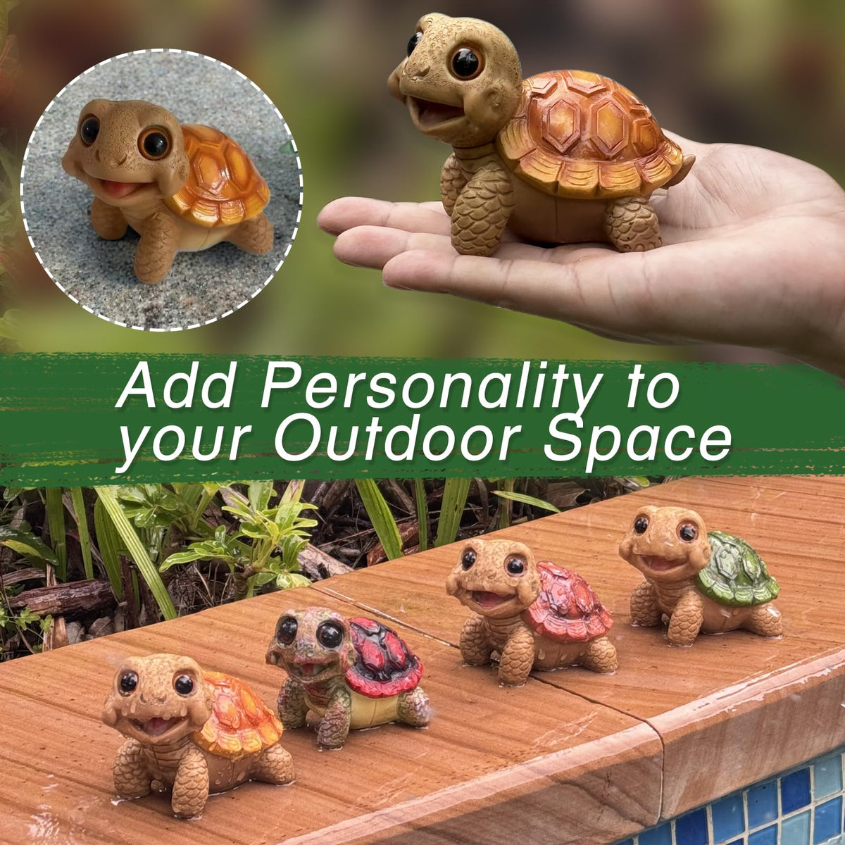 EOREA Turtle Garden Statue on a balcony enhances yard decor with playful character.