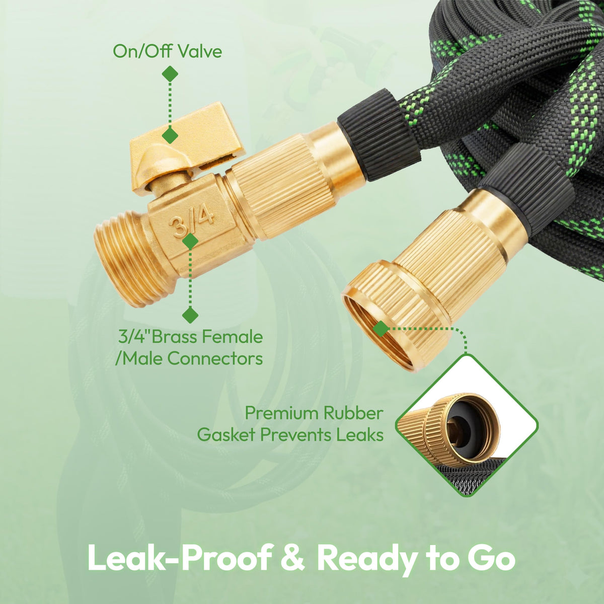 E&P garden hose 50ft with 10-function nozzle delivers versatile watering options.