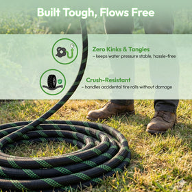 E&P garden hose 50ft ultra-lightweight makes handling effortless around the yard.