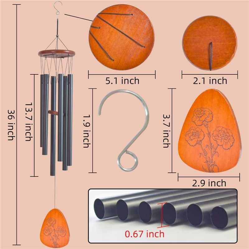 EPARTSWIDE Moms Wind Chimes close-up bronze finish adds timeless garden charm.