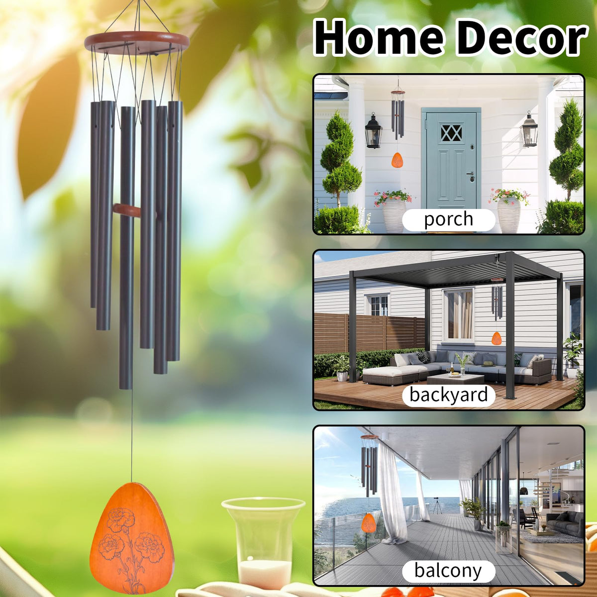 EPARTSWIDE Moms Wind Chimes displayed in garden for gentle outdoor tones.
