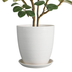 EPFamily 10-inch ceramic planter pot white front view ideal for modern interiors.