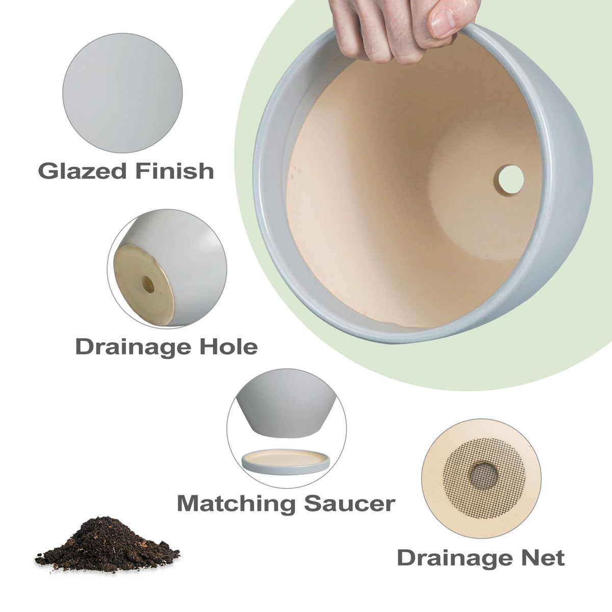 EPFamily 8-19-inch pot fits desks and shelves with room to grow.