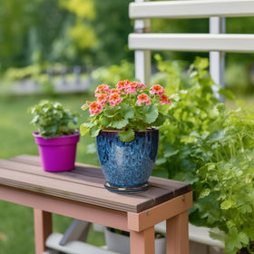 EPFamily round blue ceramic planter adds vintage-modern charm to rooms