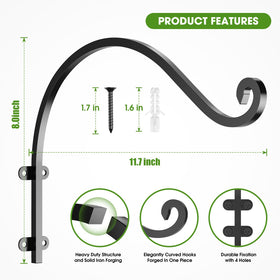 EPHECH 12 inch hanging bracket in black iron finish for lanterns.