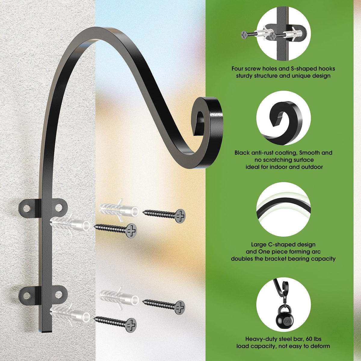 EPHECH curved iron hanger provides strong hold up to 60 lbs