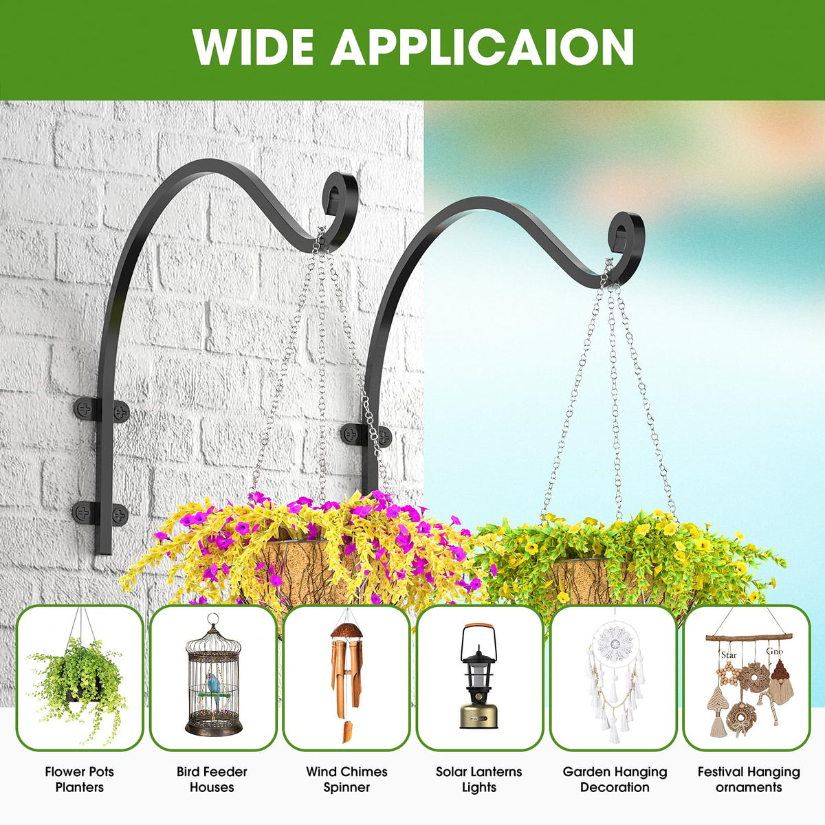 EPHECH versatile hanging bracket ideal for bird feeders, lanterns, pots
