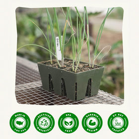 Epic Gardening sage green seed starter tray highlights UV treated, BPA-free durable plastic.