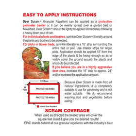 EPIC REPELLENTS Deer Scram smell barrier deters deer and rabbits naturally.