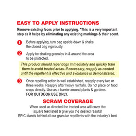 EPIC REPELLENTS Dog Scram application on ground as a natural deterrent.