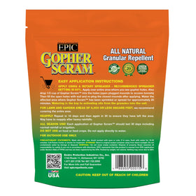 EPIC REPELLENTS Gopher Scram granular repellent applied to soil reduces gopher tunnels.