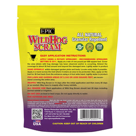 EPIC REPELLENTS granules being spread along garden border to deter hogs.