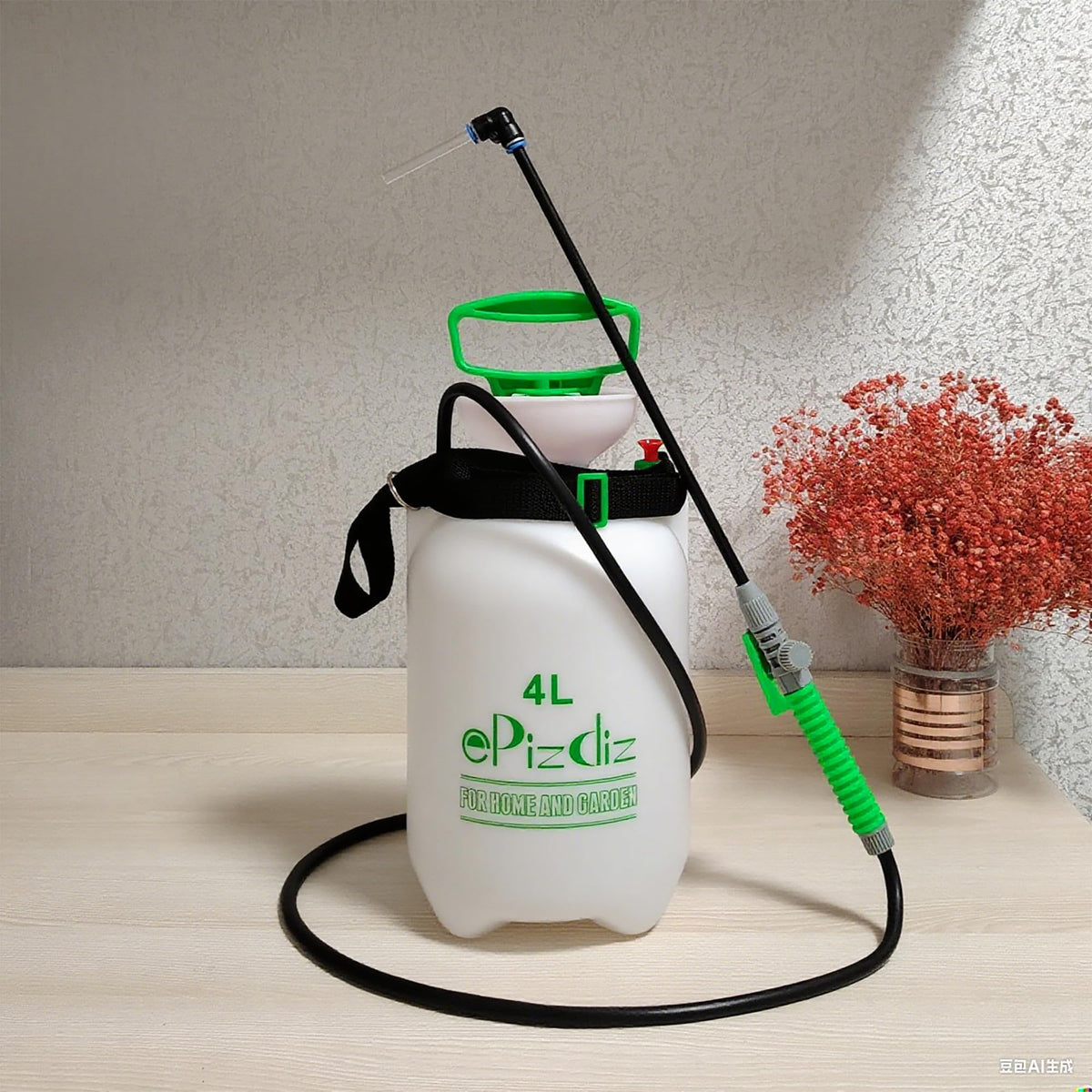 ePizdiz watering can device on tall plants offers portable hand-pump irrigation