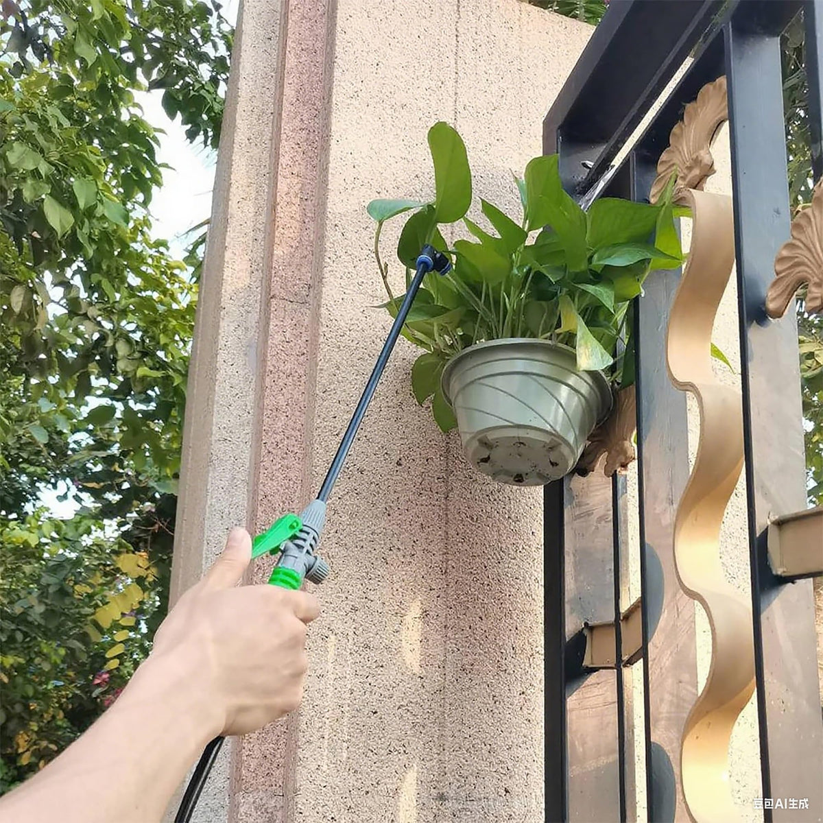 ePizdiz green 1-gallon waterer for high plants enables ladders-free watering
