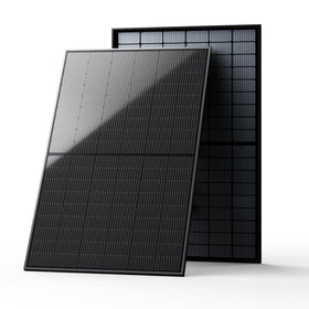 Epoch 800W bifacial panel front view for off-grid RV use and high efficiency.