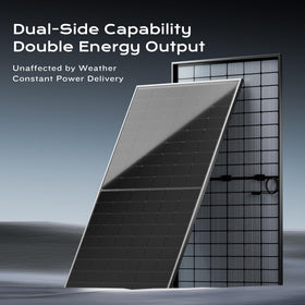 Epoch 800W bifacial panel side profile highlighting slim, portable installation.
