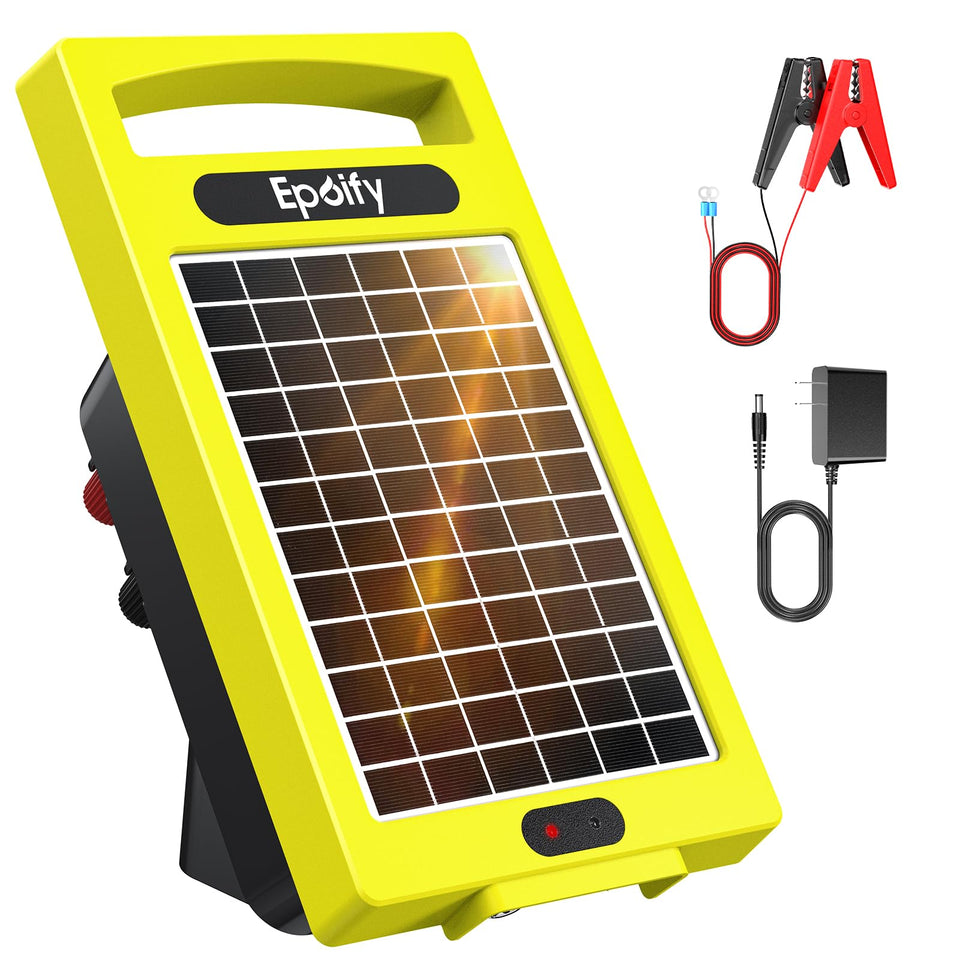 Epoify solar fence charger in use guarding livestock across a pasture
