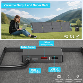 E-POWO 220W foldable solar panel unfolded, ready to capture sun