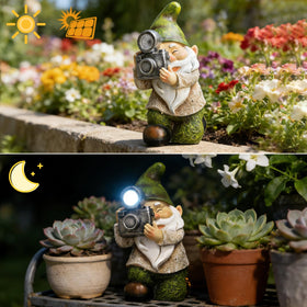 EPTUEGA hand-painted garden gnome with vibrant details.