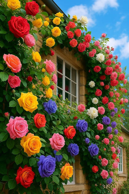 EquSym climbing rose seeds mix in vibrant colors for a lush garden display.