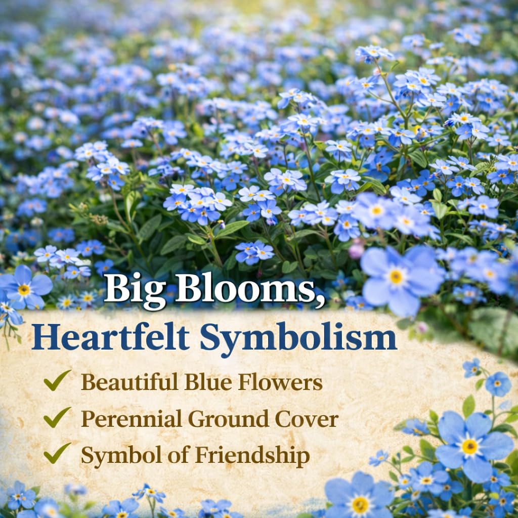 EquSym Forget-Me-Not blue blooms brighten a sunny garden bed