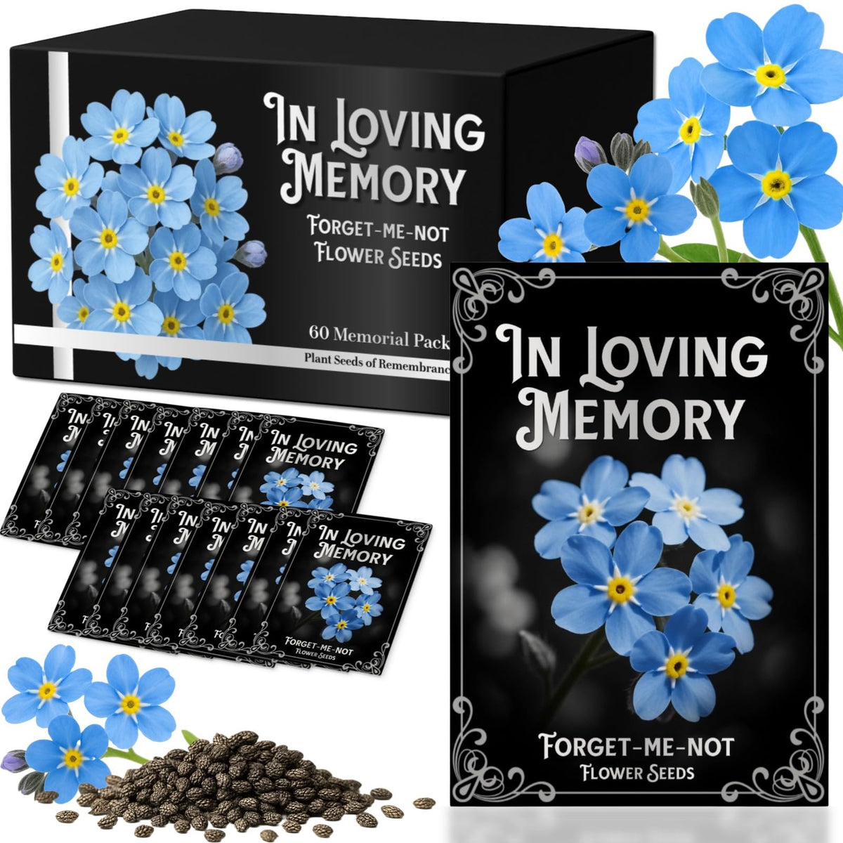 EquSym forget-me-not seed packets 60pack ready for spring planting in the garden.
