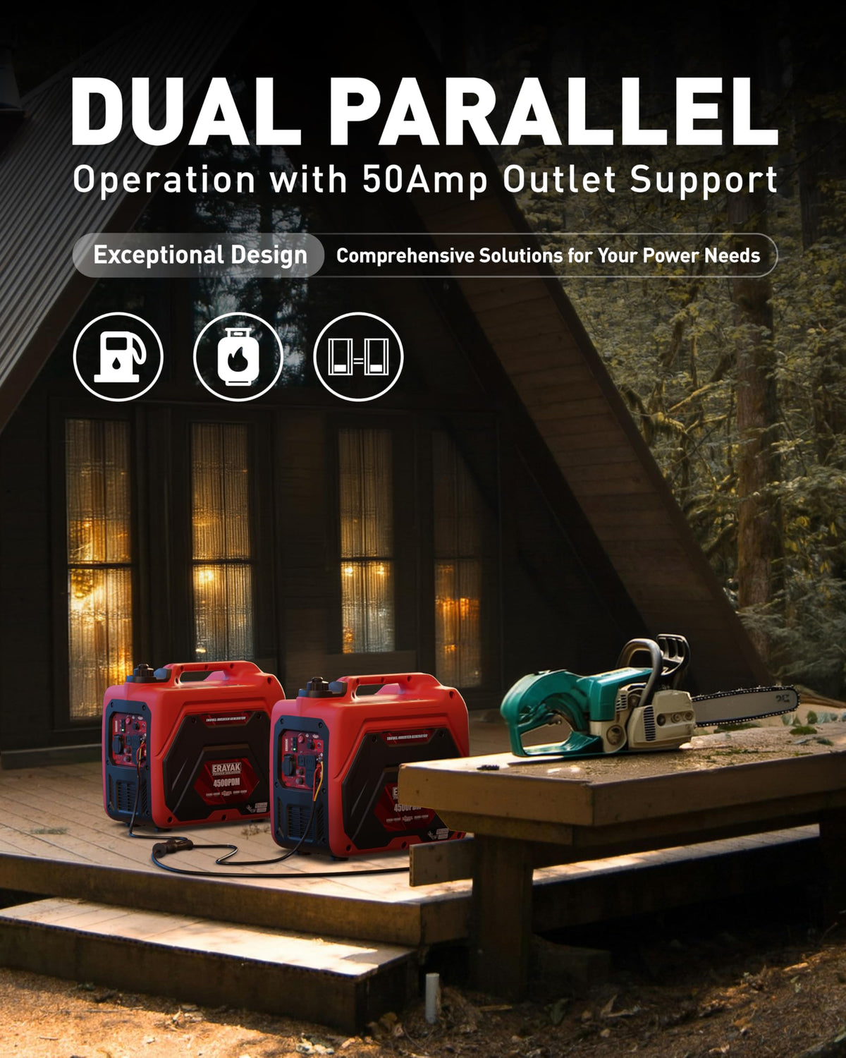 ERAYAK 4500W plug-and-play with propane and gas quick switch