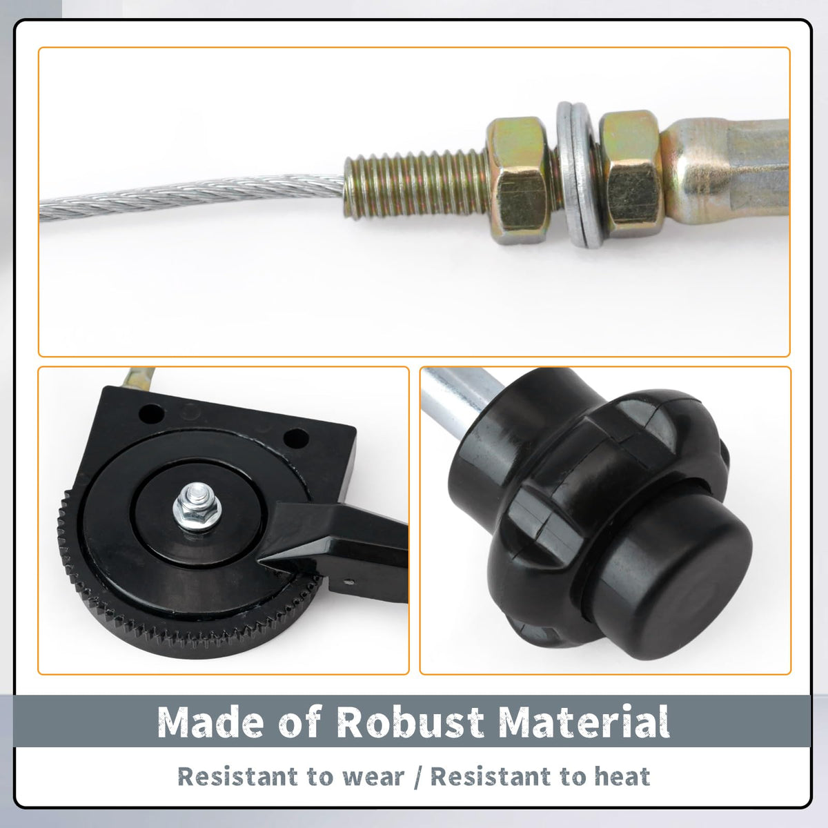 Erchon throttle cable durability close-up highlights high-strength materials