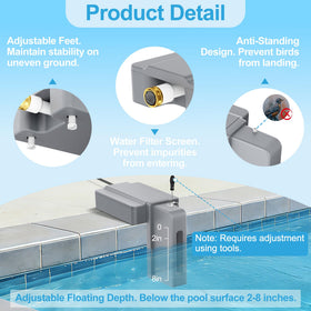Ereto water leveler adjustable float 2-8 inches maintains pool level during evaporation