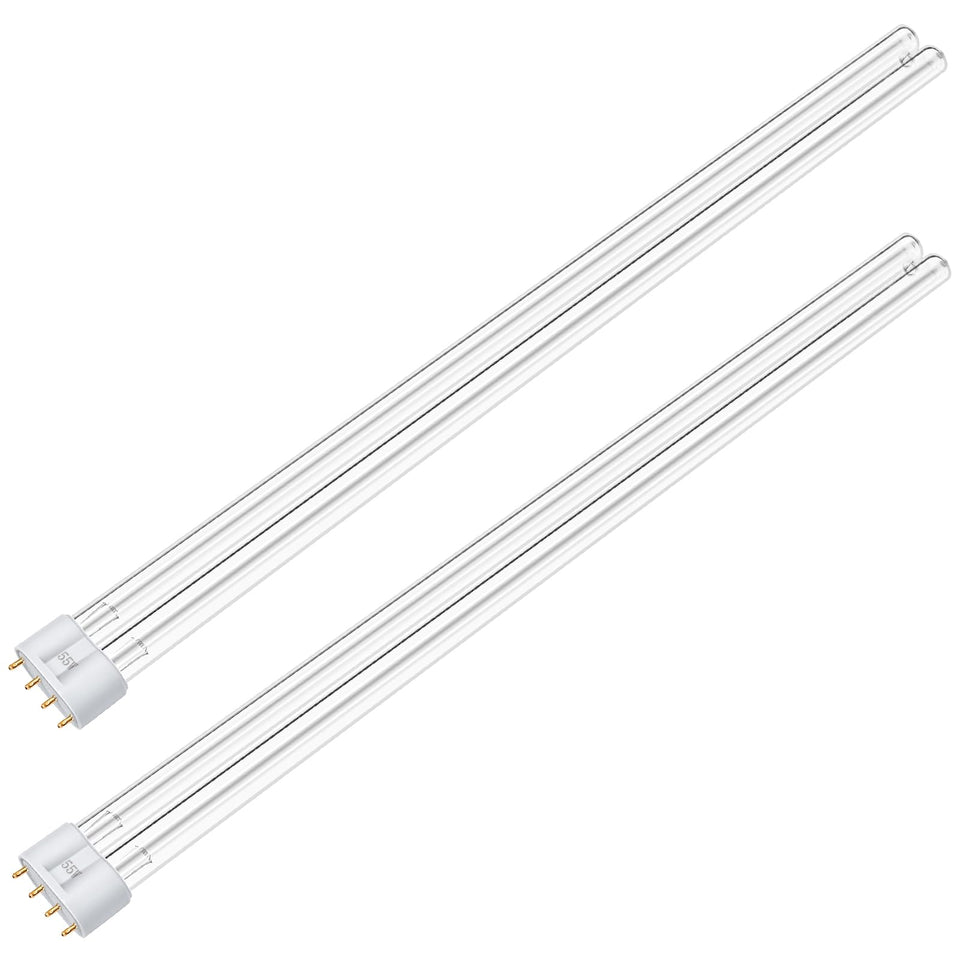 ERETOW 55W UV bulb with 2G11 base for pond filters improves water clarity.