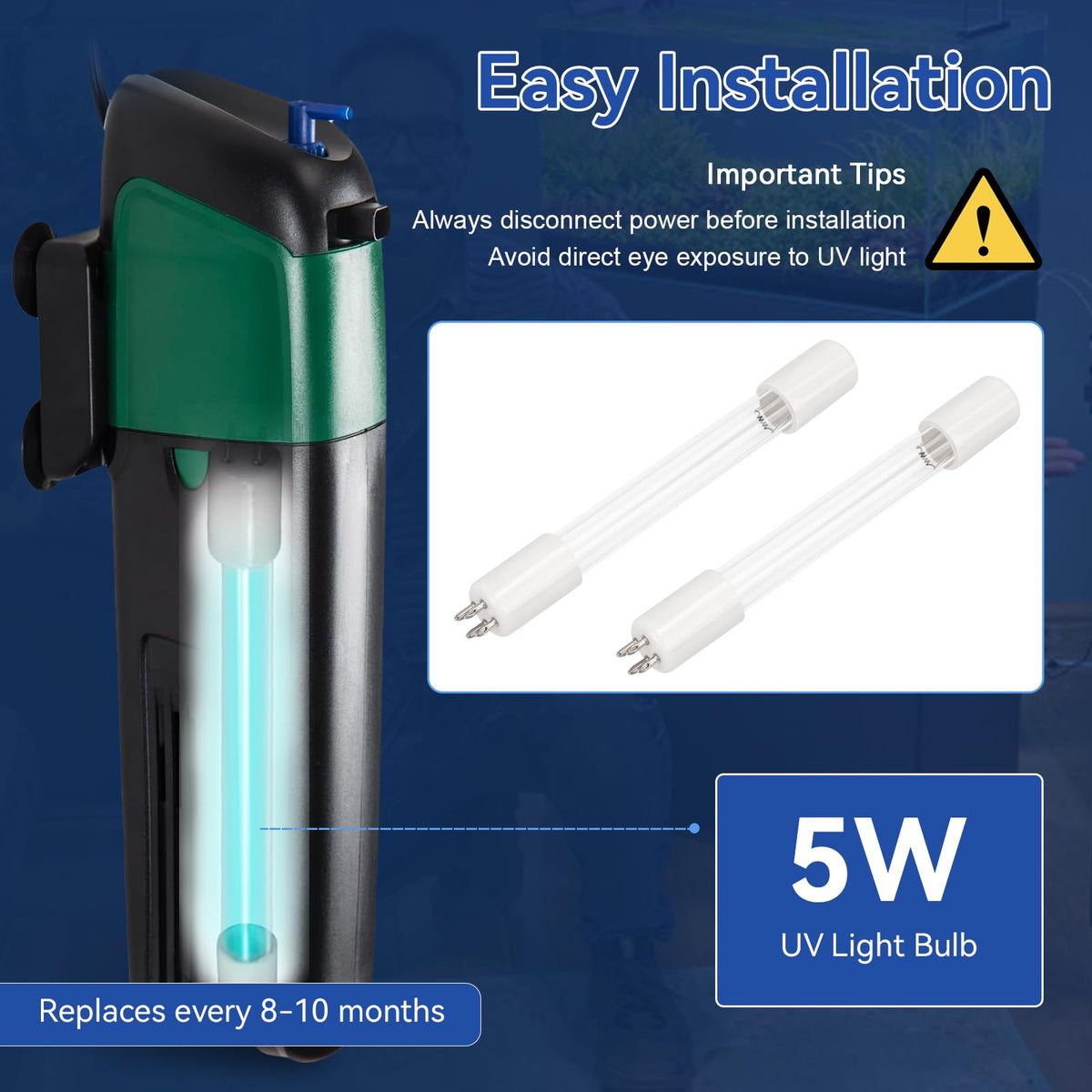 ERETOW 5W UV bulb is compatible with COODIA/SUNSUN models for flexible upgrades