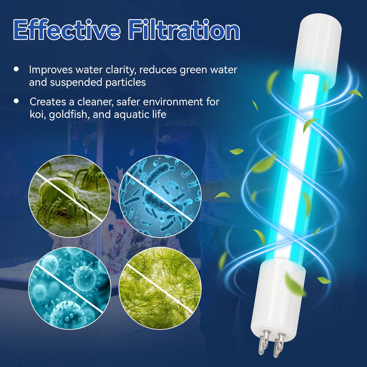 ERETOW 5W UV bulb delivers improved water clarity in tanks and ponds