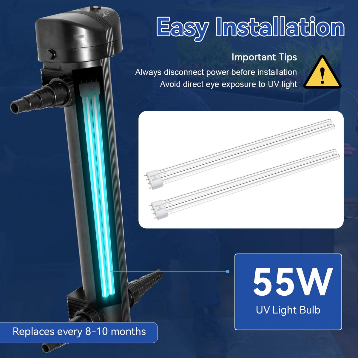 ERETOW UV bulb packaging highlights two bulbs for replacement convenience.