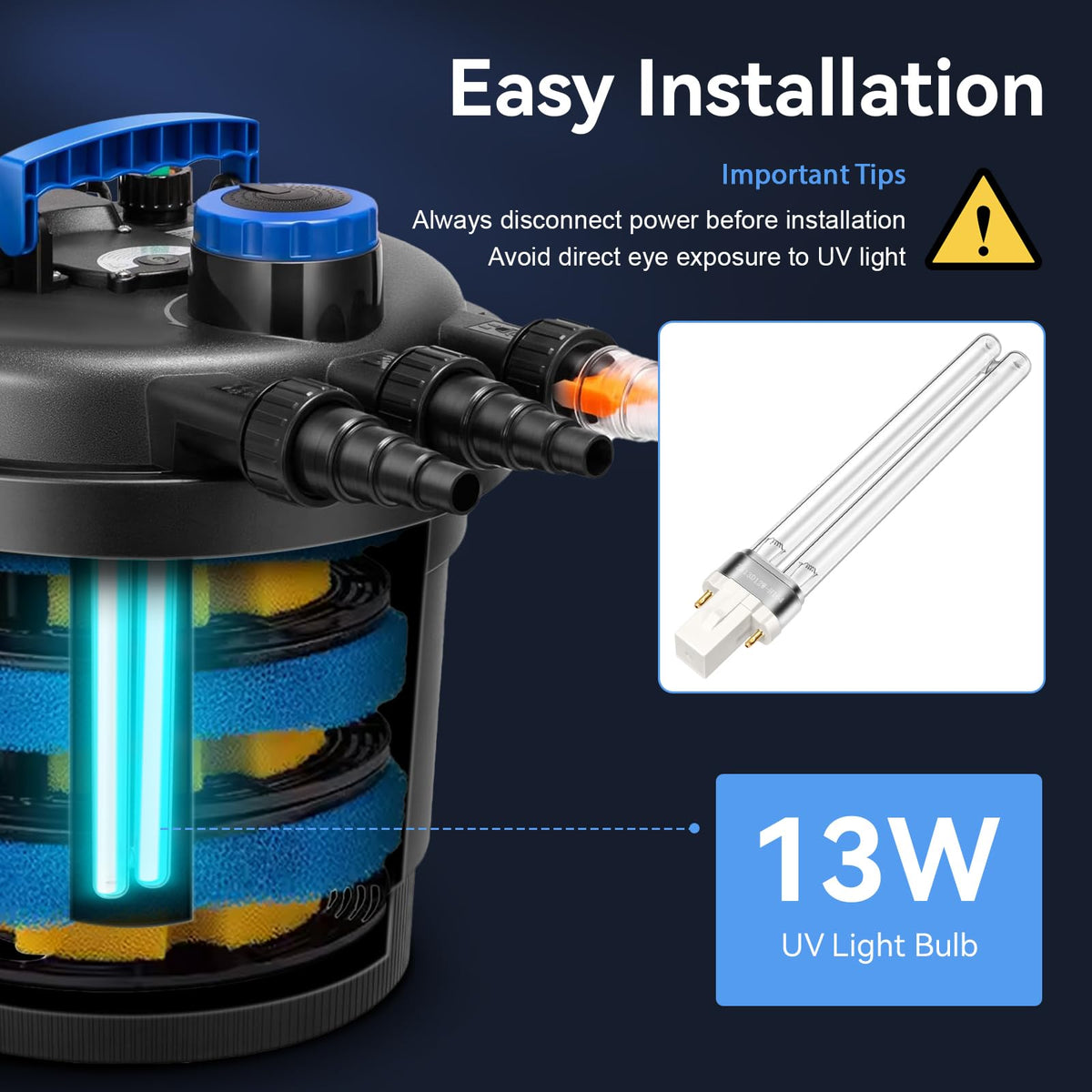 ERETOW packaged 13W UV bulb ready for quick pond maintenance